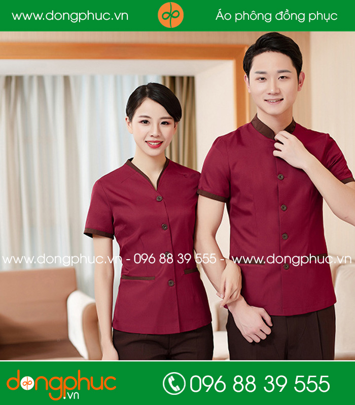 Đồng phục vệ sinh đỏ đô